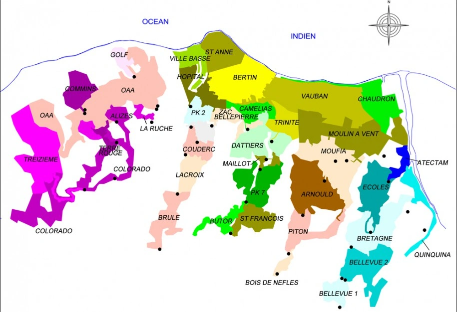 Carte des réseaux sur Saint-Denis de La Réunion